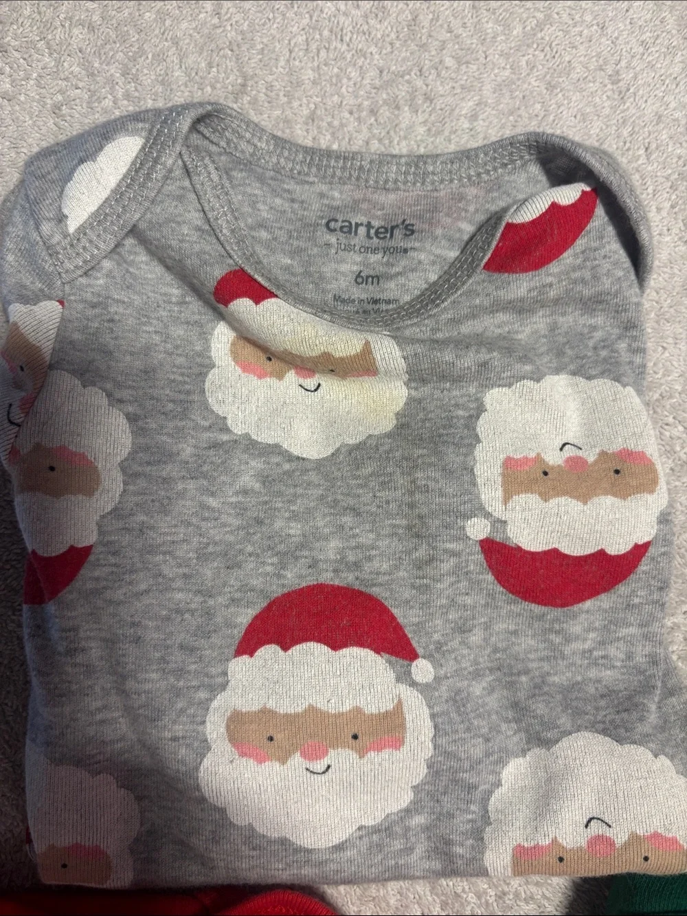Carter's Holiday Baby Tees in Red, Green & Gray